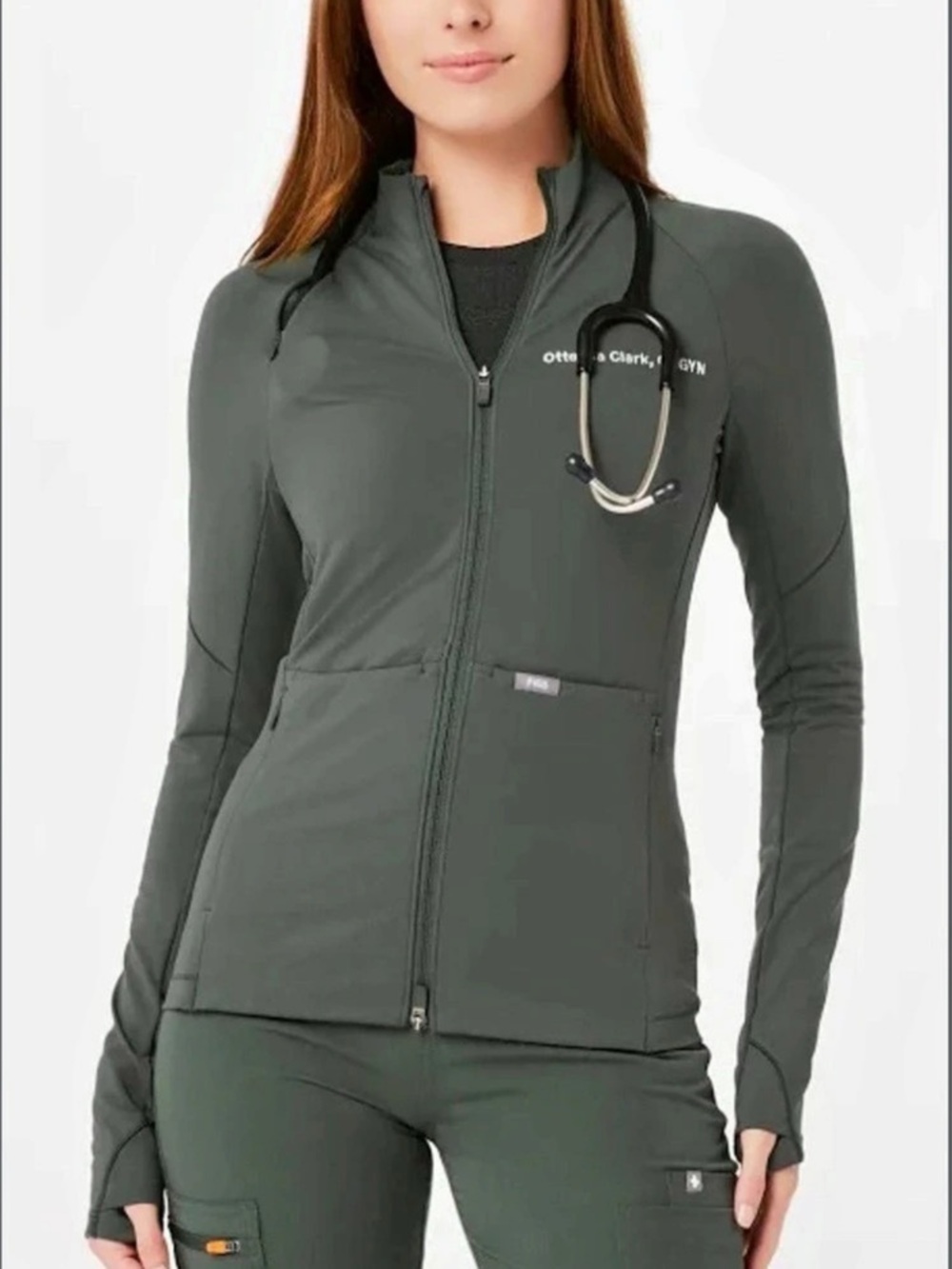 FIGS Sydney Scrub Jacket Women's Olive Utility Jacket